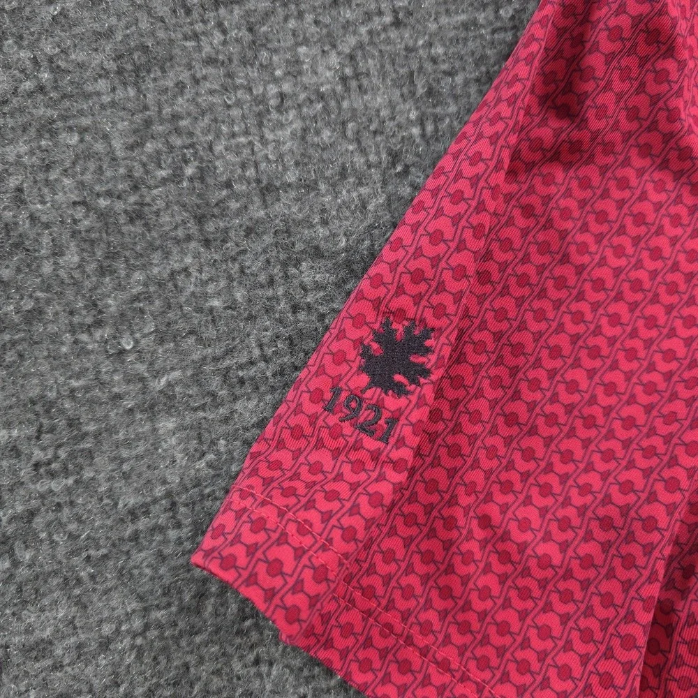 Greyson Polo Shirt Mens Small Red Geometric Print Golf Performance Stretch Prep